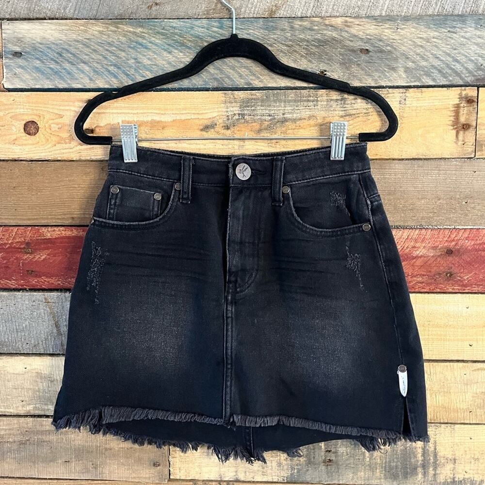 One Teaspoon Black Denim Mini Skirt Size 25